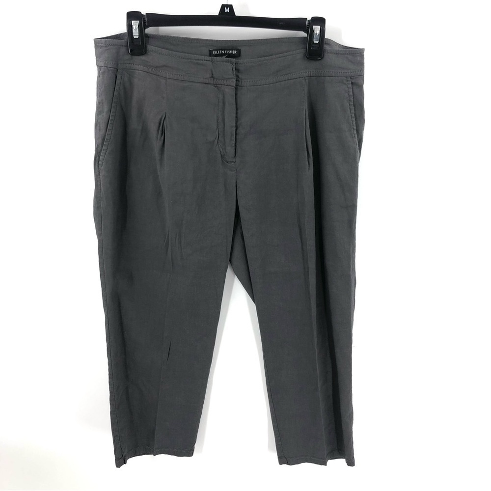 Eileen Fisher Pants Womens 10 Linen Blend Pleated Crop Capsule Minimalist